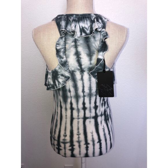 Chaser Antropologie Ribbed Racerback Tank In Blue and White - M - Picture 2 of 7